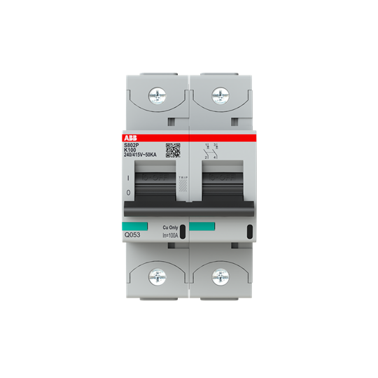 Disjoncteur haute performance 100A, K-Char., Icu=50 kA 240/415V AC, 2P