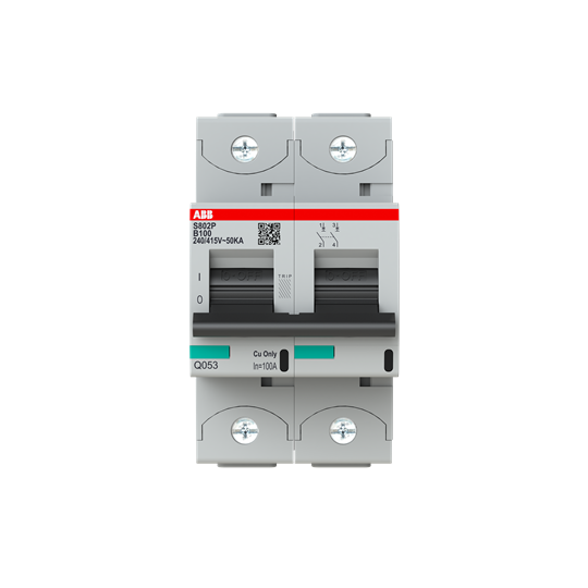 Disjoncteur haute performance 100A, type B, Icu=50 kA 240/415V AC, 2P