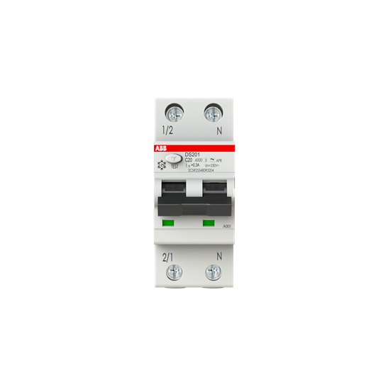 Disjoncteur à courant résiduel ABB 1P+N 20A 30mA 6KA AC Type 2 Modules  DS201C20AC30