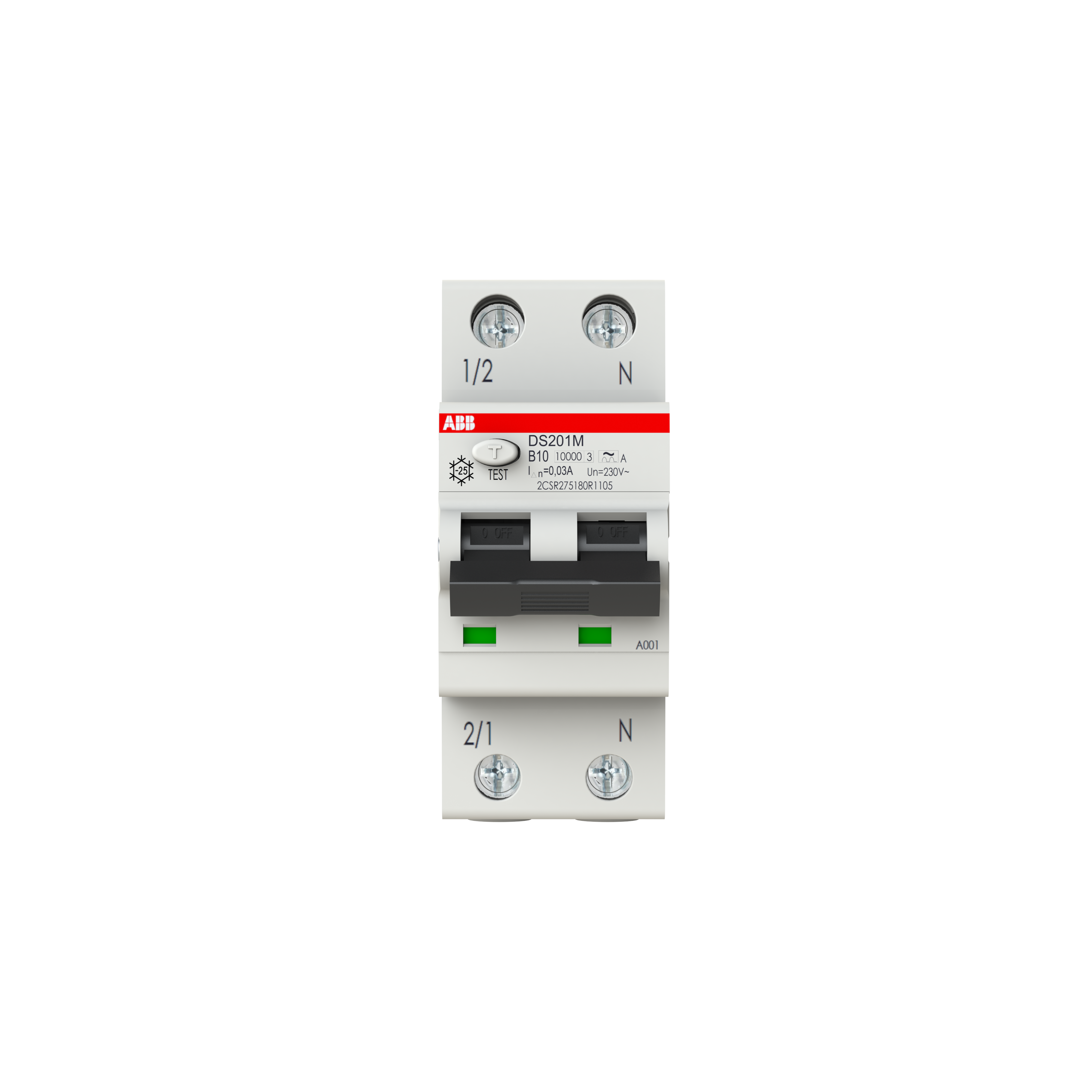 ABB DS201 M B10 A30 FI/LS-Schalter – 10 KA, 1P+N, Typ A, 10 A, 30 MA – 2CSR275180R1105