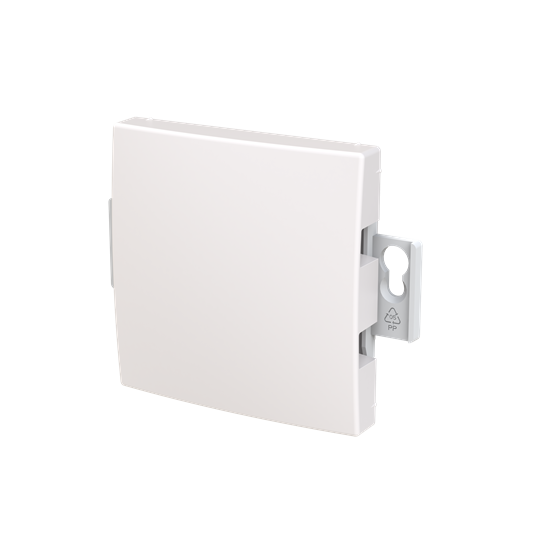 Blindlock SAGA som passar för 85 mm täckramar. Täckplåten har ingen synlig fästskruv i mitten.