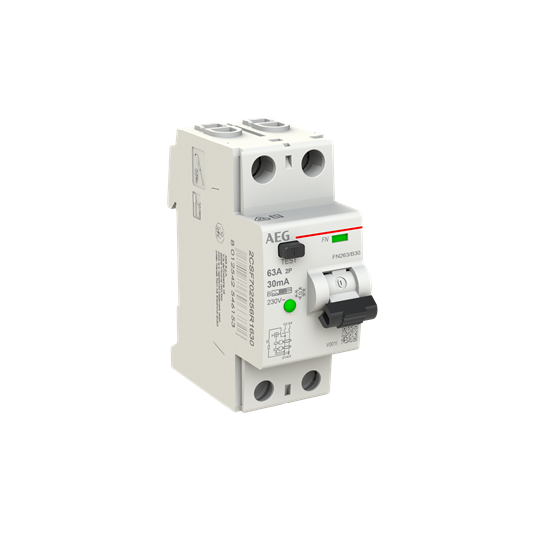 Fehlerstrom-Schutzschalter 2P Typ B 63 A, 30 mA, 2 TE