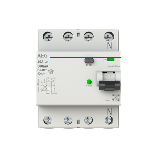 Disjoncteur différentiel 4P Type B 40 A, 300 mA, 4 TE