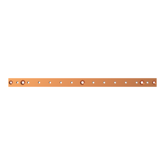 Barre de distribution en cuivre 40x10 mm, Longueur : 684 mm, Barre de cuivre, montée