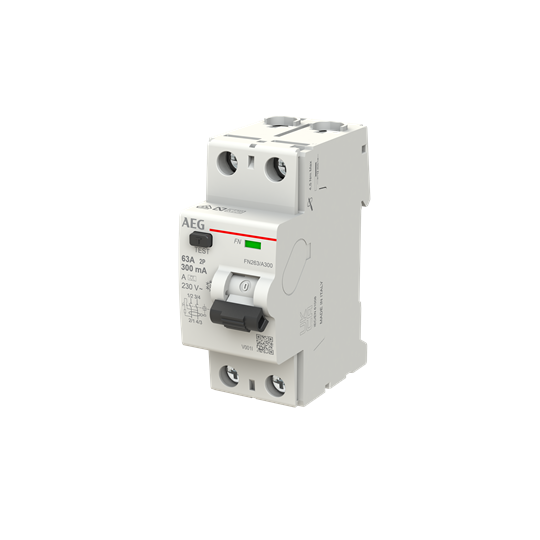 Fehlerstrom-Schutzschalter 2P Typ A 63 A, 300 mA, 2 TE