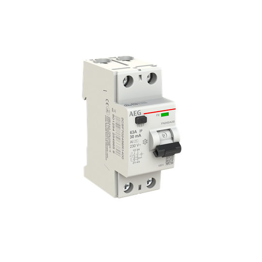 Fehlerstrom-Schutzschalter 2P Typ AI 63 A, 30 mA, 2 TE