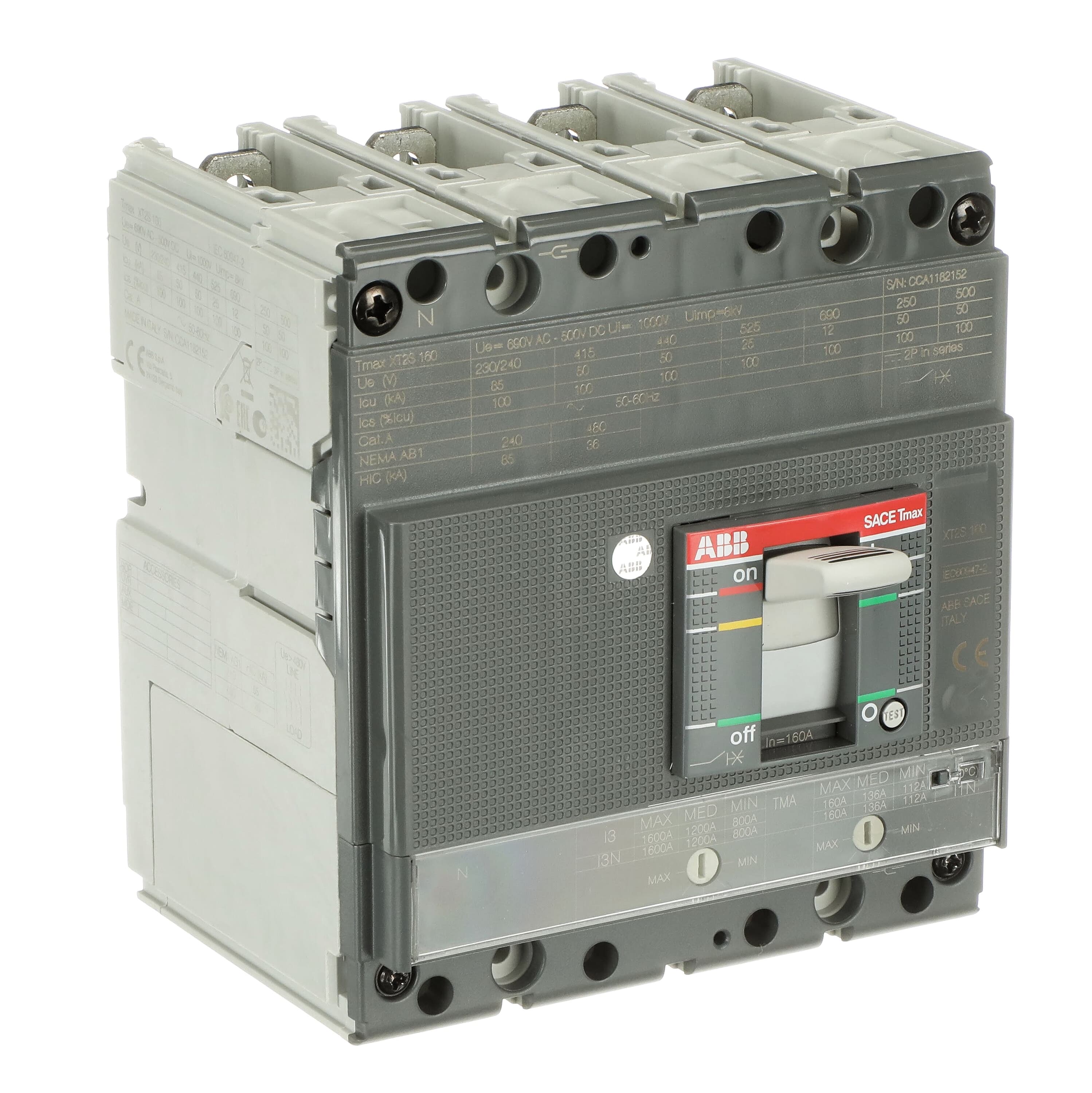 XT2S 160 TMA 160-1600 4p F F InN=100% | ABB