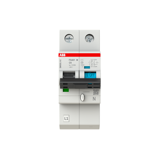 Disjoncteur FI/LS 1P+N, 10 kA, type C, 6 A, 30 mA type A SMISSLINE TP