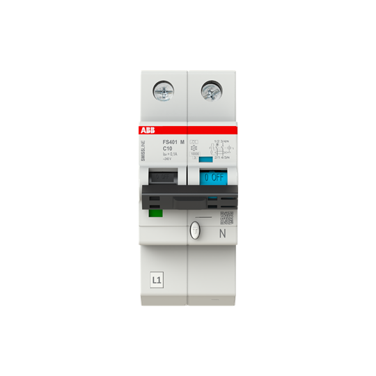 Disjoncteur FI/LS 1P+N, 10 kA, caractéristique C, 10 A, 100 mA Type A SMISSLINE TP