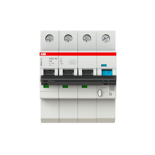 Disjoncteur FI/LS 3P+N, 10 A, caractéristique C, 20 A, 30 mA Type F SMISSLINE TP