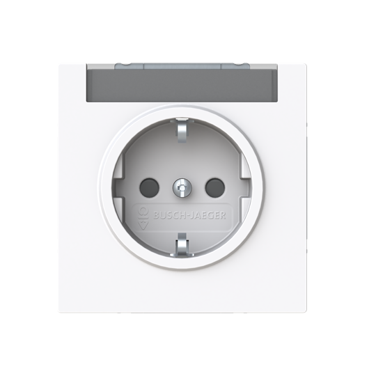 SCHUKO® Steckdose Safety+ mit Beschriftungsfeld studioweiß - Busch-art linear®