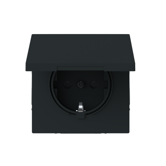 SCHUKO® Steckdose Safety+ mit Klappdeckel ohne Spreize schwarz matt - Busch-art