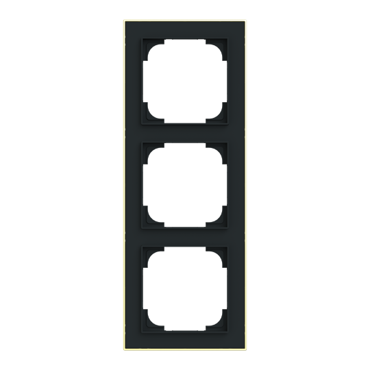Abdeckrahmen mit Dekorring 3-fach schwarz matt/gold - Busch-art linear®