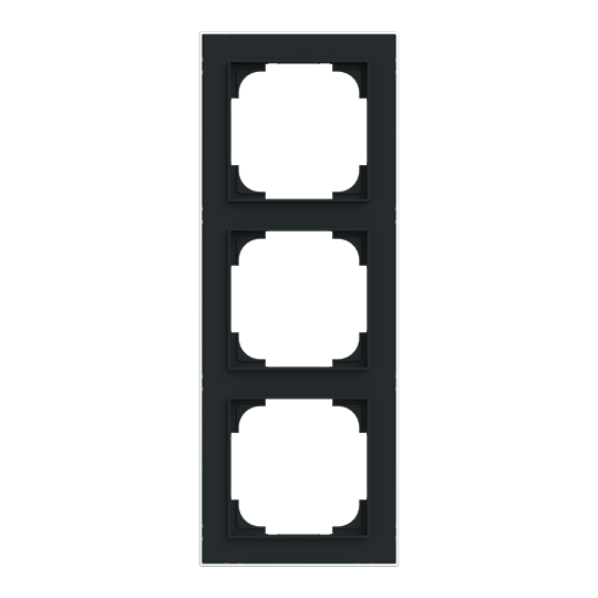 Abdeckrahmen mit Dekorring 3-fach schwarz matt/chrom - Busch-art linear®