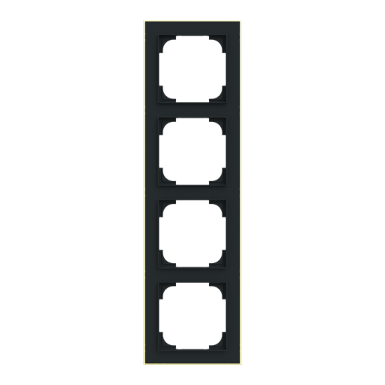 Abdeckrahmen mit Dekorring 4-fach schwarz matt/gold - Busch-art linear®