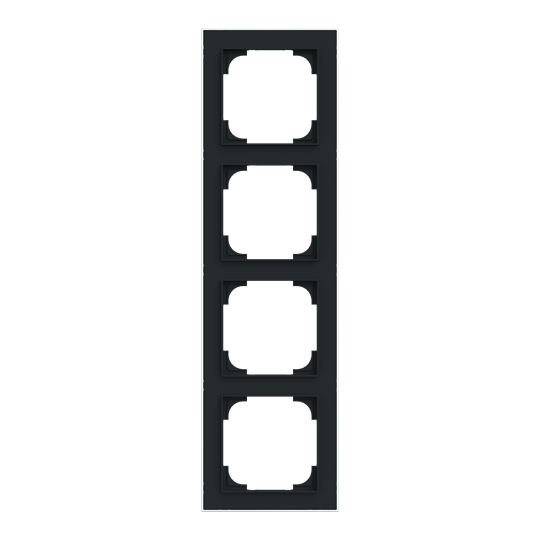 Abdeckrahmen mit Dekorring 4-fach schwarz matt/chrom - Busch-art linear®