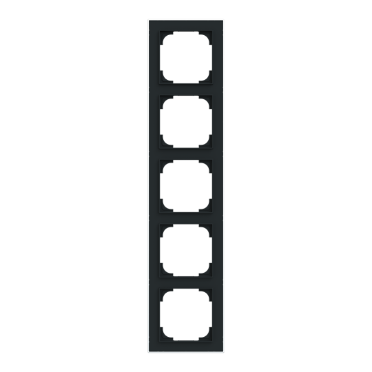 Abdeckrahmen mit Dekorring 5-fach schwarz matt/chrom - Busch-art linear®