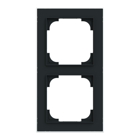 Abdeckrahmen mit Dekorring 2-fach schwarz matt/chrom - Busch-art linear®