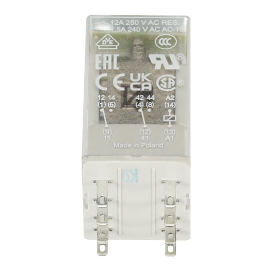 Relais interféritable 2 We, A1-A2=24VAC, 250V/12A, LED