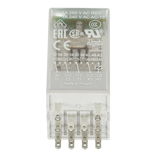 Relais d'interface enfichable 4 We, A1-A2=12VDC, 250V/6A, LED 1SVR405613R4100