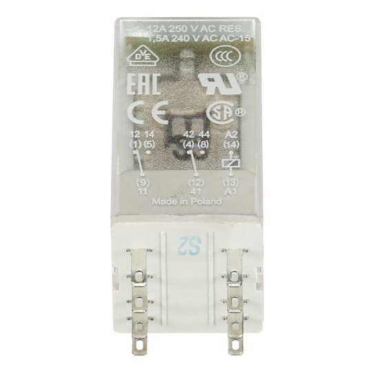 Relais d'interface enfichable 2We, A1-A2=120VAC, 250V/12A, LED