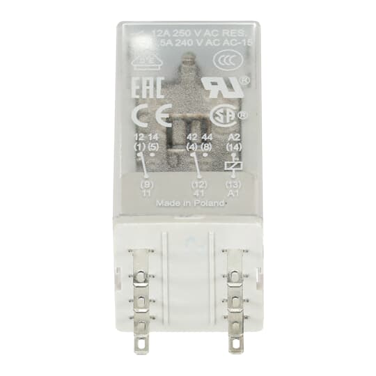 Relais d'interface enfichable 2 voies, A1-A2=24VAC, 250V/12A