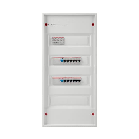 AP-Komplettverteiler mit SPD T2, HLAK, 2xFI 40/0,03A, 9xLS B16, 3p LS B20