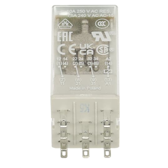 Relais d'interface enfichable 3We, A1-A2=24VDC, 250V/10A, LED 1SVR405612R1100