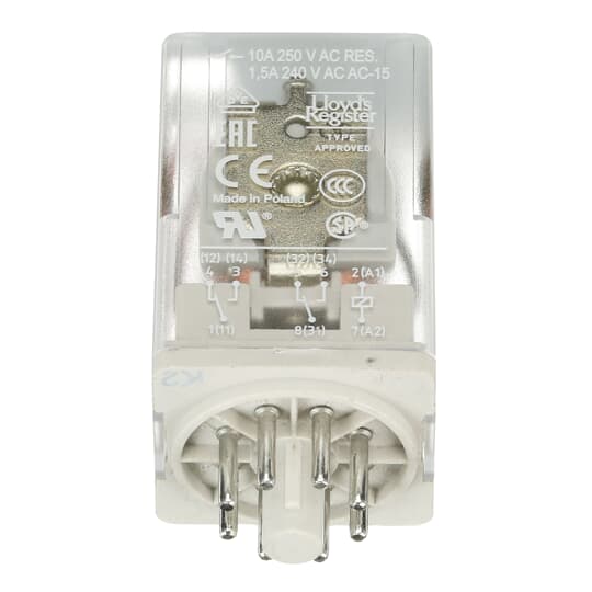 Relais d'interface enfichable 2We, A1-A2=220VDC, 250V/10A 1SVR405621R9000
