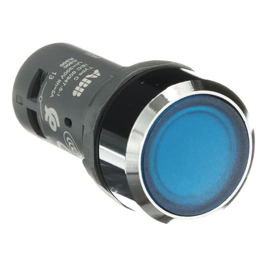 Drucktaster flach, tastend, blau, beleuchtet, 1 Schließer