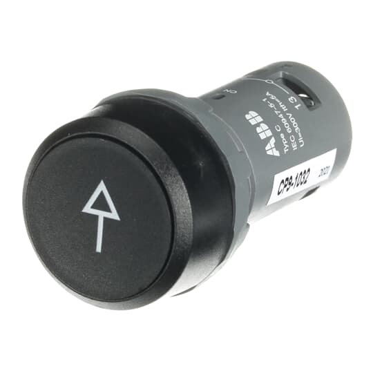 Drucktaster tastend flach, Taste schwarz mit Pfeil weiss, 2S, CombiLine-Compact