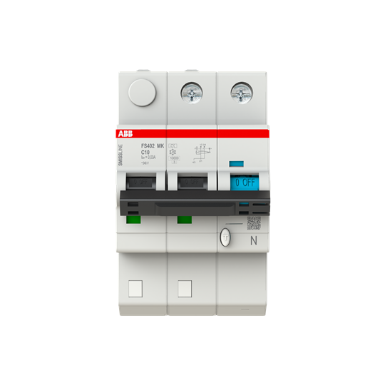 Disjoncteur FI/LS 2P+N, 10 A, caractéristique C, 10 A, 30 mA type F SMISSLINE TP 2CCG001768R0001