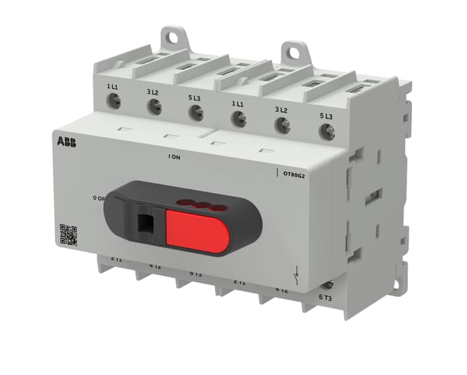 Interrupteur de sectionnement de charge OT Plus 80 A, taille G2, 4 pôles, 4e pôle à droite