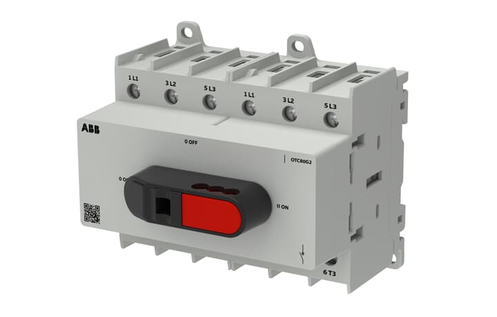 Interrupteur de charge OT+ 3 pôles 80 A, avec prise directe verrouillable I-0-II taille de construction 2