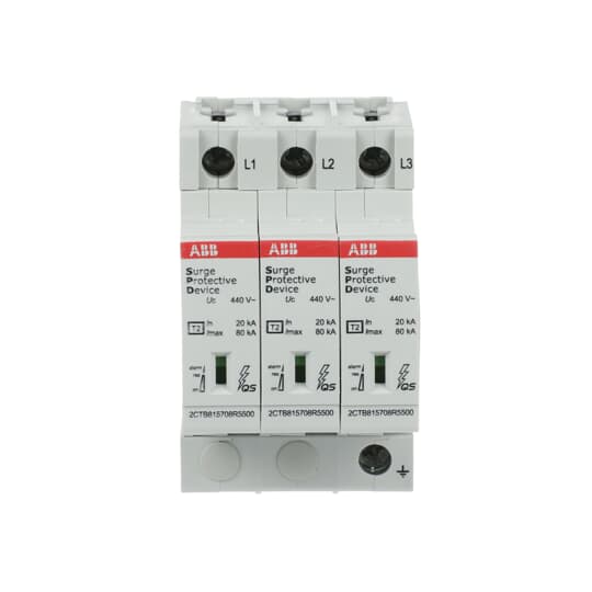 SPD T2 avec Varistor de Réserve 400/690 V TNC 3P 3P, Imax 80kA, In 30kA, Up 2,4kV 2CTB815708R4700