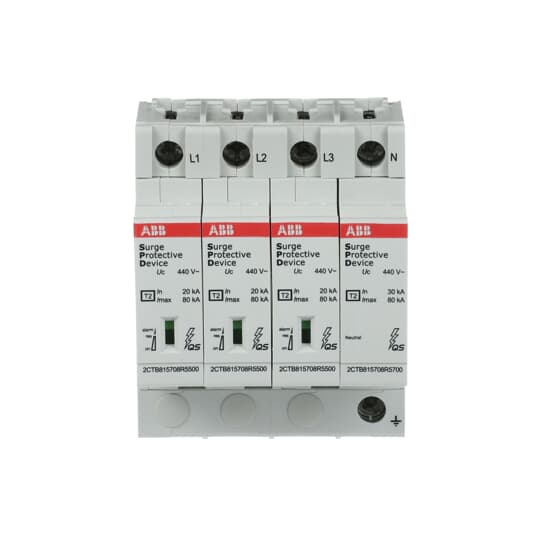 SPD T2 avec Var. de Réserve 400/690 V TT/TNS 3P 3P+N, Imax 80kA, In 30kA, Up 2,4kV
