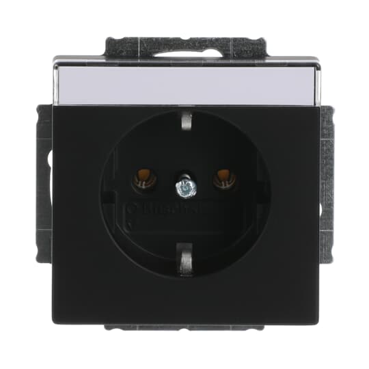 SCHUKO® Steckdosen-Einsatz mit Beschriftungsfeld schwarz matt - Plattform 63