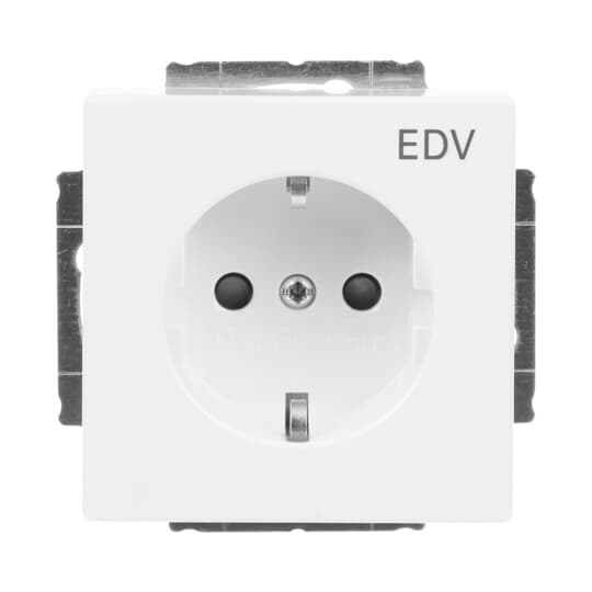 SCHUKO® Steckdosen-Einsatz mit Aufdruck EDV Safety+ studioweiß - Plattform 63