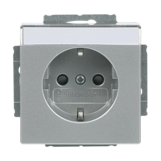 SCHUKO® Steckdosen-Einsatz Safety+ mit Beschriftungsfeld alusilber -