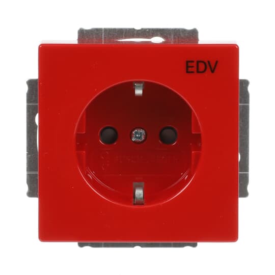 SCHUKO® Steckdosen-Einsatz mit Aufdruck EDV Safety+ rot - Plattform 63