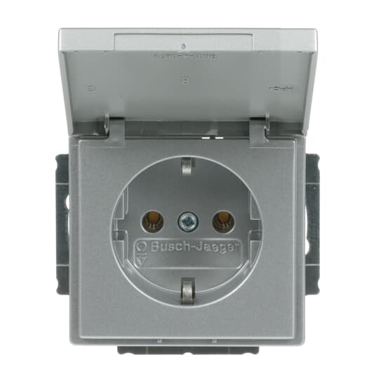 SCHUKO® Steckdosen-Einsatz mit Klappdeckel alusilber - Plattform 63