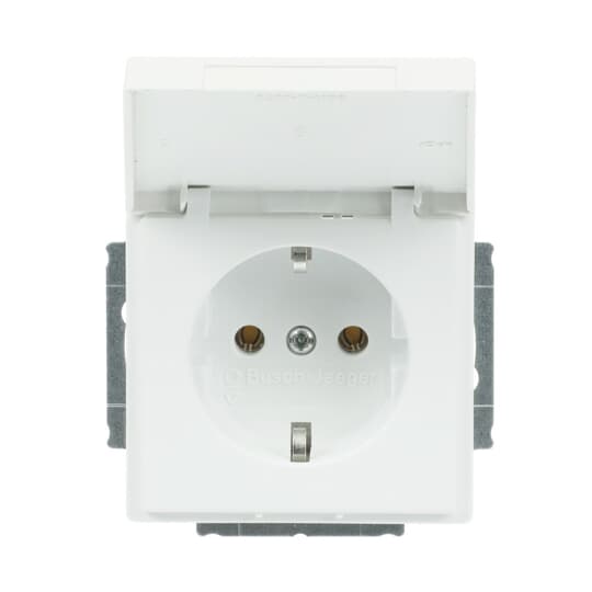 SCHUKO® Steckdosen-Einsatz mit Klappdeckel studioweiß matt - Plattform 63