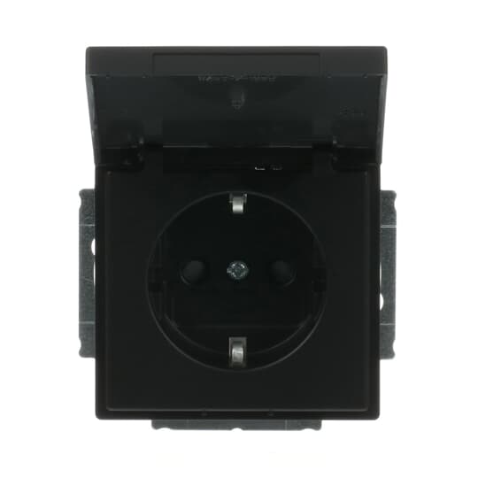 SCHUKO® Steckdosen-Einsatz Safety+ mit Klappdeckel schwarz matt - Plattform 63