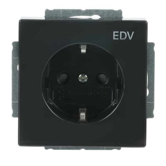 SCHUKO® Steckdosen-Einsatz mit Aufdruck EDV Safety+ anthrazit - Plattform 63