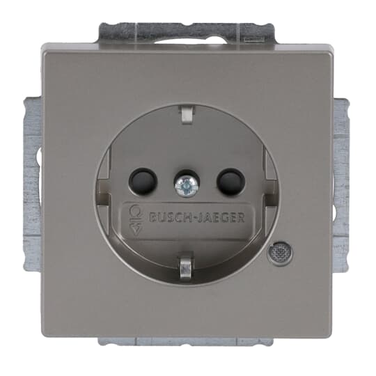 SCHUKO® Steckdosen-Einsatz Safety+ mit LED Kontrolllicht /grün edelstahl - pur