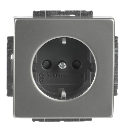 SCHUKO® Steckdosen-Einsatz Safety+ mit Schraubklemmen edelstahl - pur edelstahl