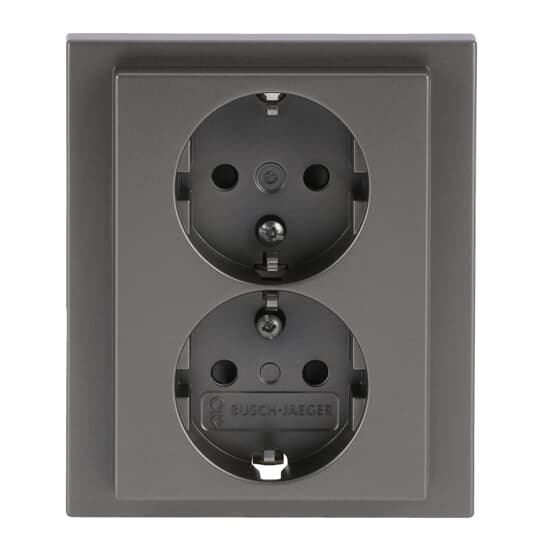 SCHUKO® Doppelsteckdose Komplettabdeckung Safety+ edelstahl - pur edelstahl