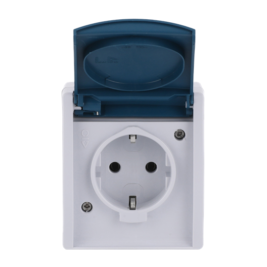SCHUKO® Steckdose mit Klappdeckel 16 A grau/blaugrün - ocean®