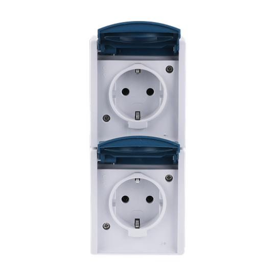 SCHUKO® Doppelsteckdose mit Beschriftungsfeld mit Klappdeckel 16 A