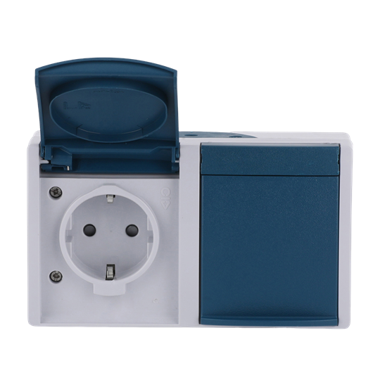 SCHUKO® Doppelsteckdose mit Beschriftungsfeld Safety+ mit Klappdeckel 16 A